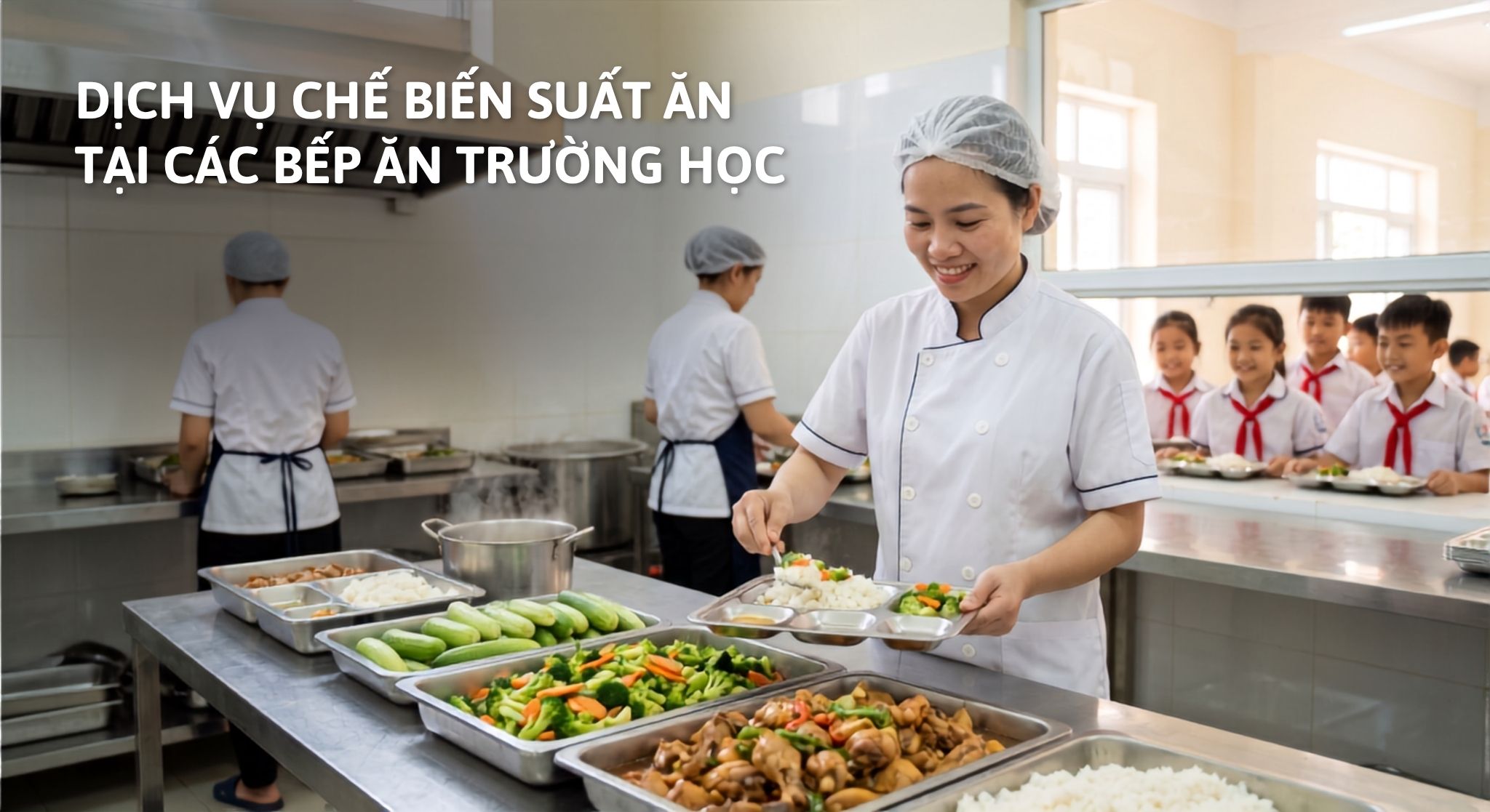 Dịch vụ chế biến suất ăn tại các bếp ăn trường học